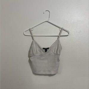 White Ribbed Women's Top